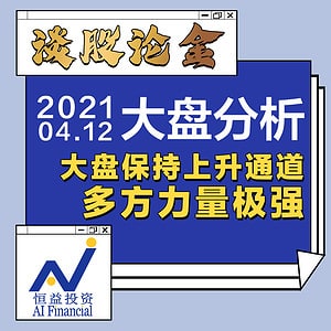 Read more about the article 谈股论金_大盘保持上升通道，多方力量极强20210412