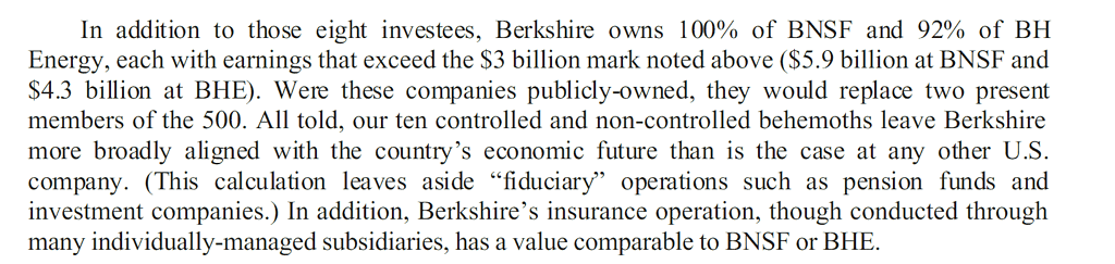berkshire owns 100% of BNSF and 92% of BH Energy