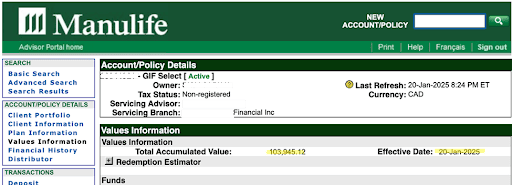 Tony Manulife Investment Report Demonstration