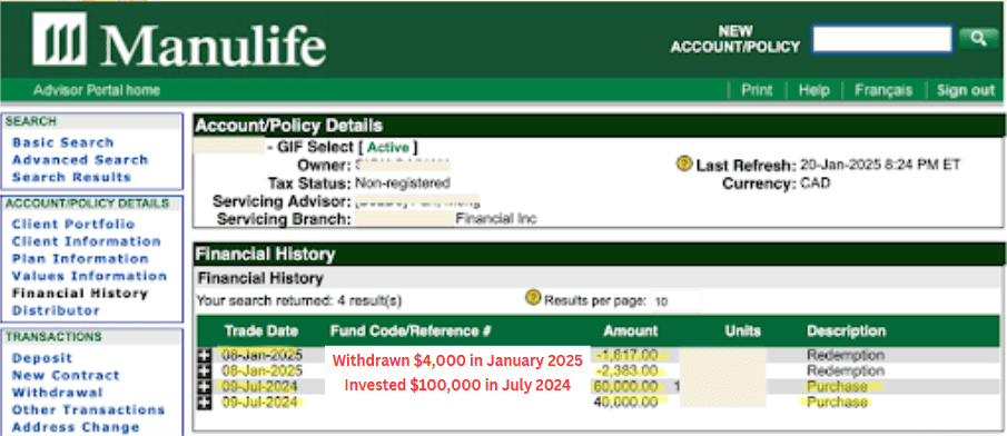 Tony Manulife Investment Report Demonstration 2