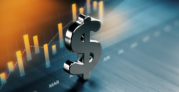 Metallic dollar sign with a financial chart background, illustrating investment growth and tax planning for TFSA vs non-registered accounts.