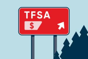 Illustration of TFSA account growth with road sign symbolizing the best TFSA investment options in Canada.