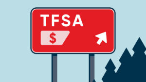 Illustration of TFSA account growth with road sign symbolizing the best TFSA investment options in Canada.