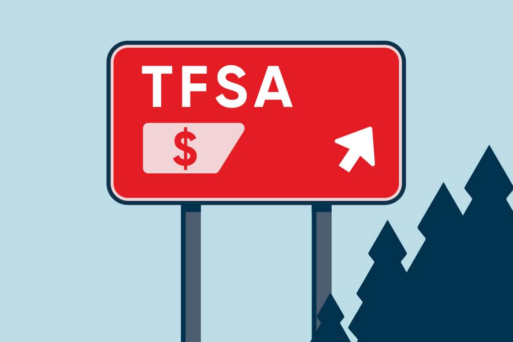 Illustration of TFSA account growth with road sign symbolizing the best TFSA investment options in Canada.